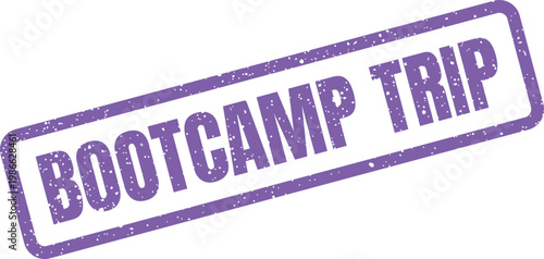 Distressed rectangular graphic of a rubber stamp with the bold lettering BOOTCAMP TRIP ideal for travel or outdoor adventure themes