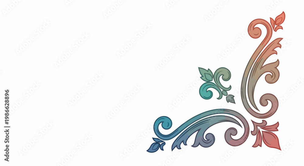 Fototapeta premium Colorful floral swirls on white