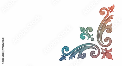 Colorful floral swirls on white