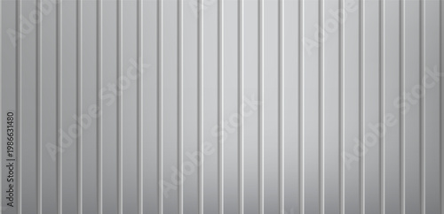 Corrugated Metallic Wall with Vertical Industrial Panels and Reflective Silver Texture Background