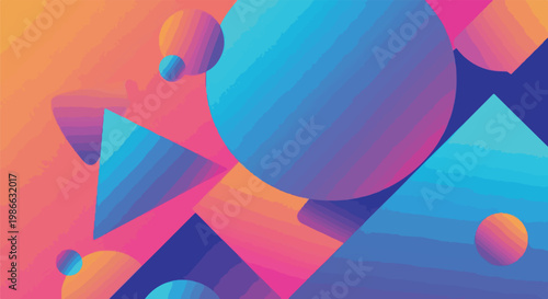 Colorful geometric shapes in vibrant hues