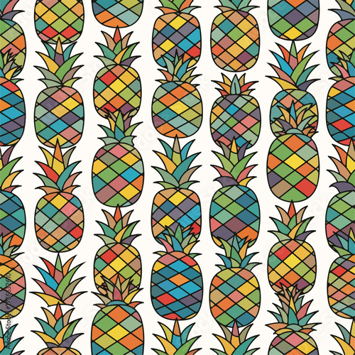 Colorful pineapple pattern on white