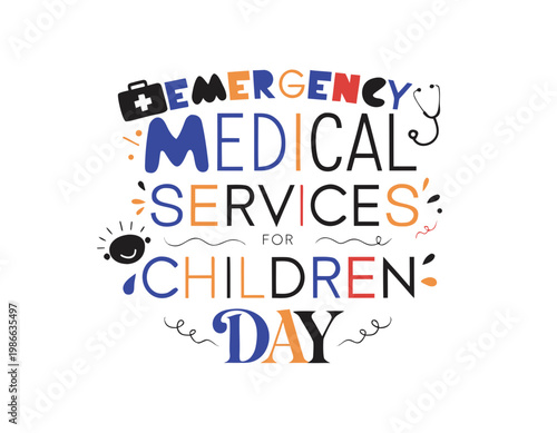 Emergency Medical Services for Children Day Vector Illustration, Pediatric Healthcare Awareness Design