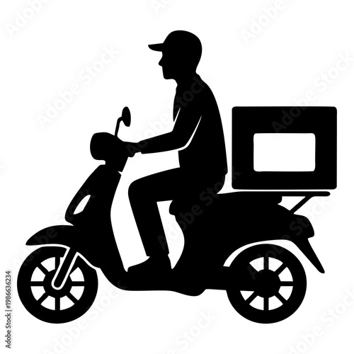 silhouette of a package courier riding a motorbike