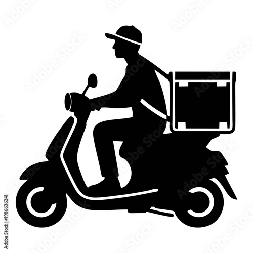 silhouette of a package courier riding a motorbike