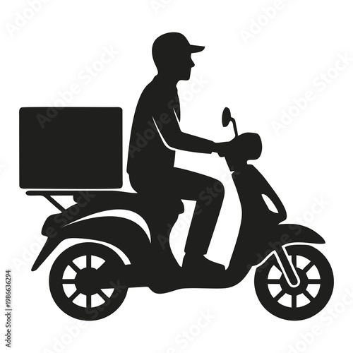 silhouette of a package courier riding a motorbike