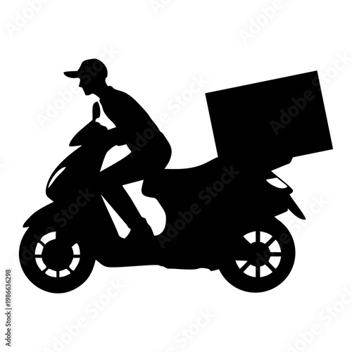 silhouette of a package courier riding a motorbike