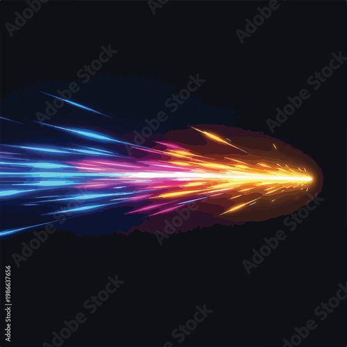 A vibrant, multicolored streak of light