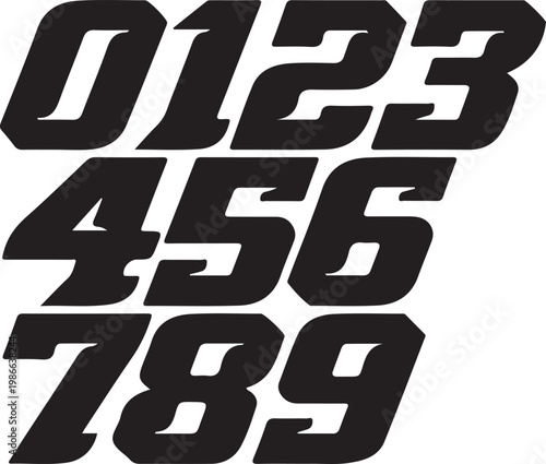 Large black numbers on white background for design and typography use