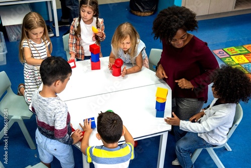 Photos Children engaged in creative learning