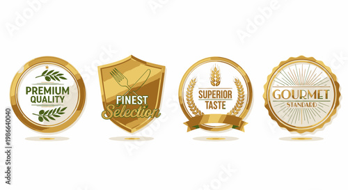Golden Food Quality Seals Collection, Premium Taste and Selection Guarantees