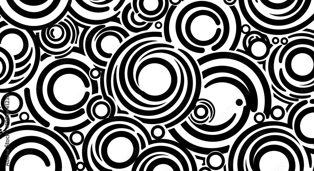 Fototapeta premium Abstract Black and White Swirling Circles Pattern