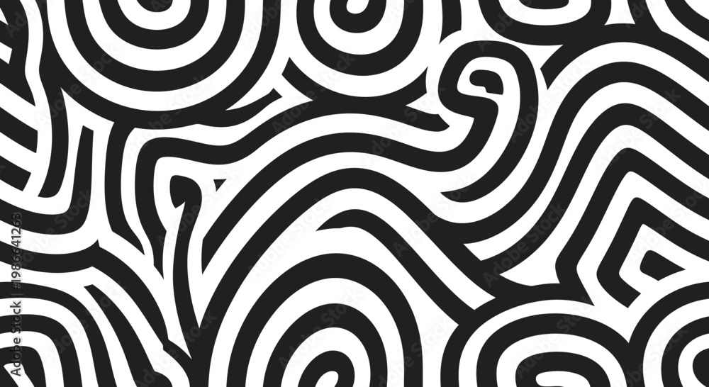 Fototapeta premium Abstract Black and White Swirls Pattern