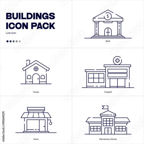 Collection of Outline Vector and icon building and landmark