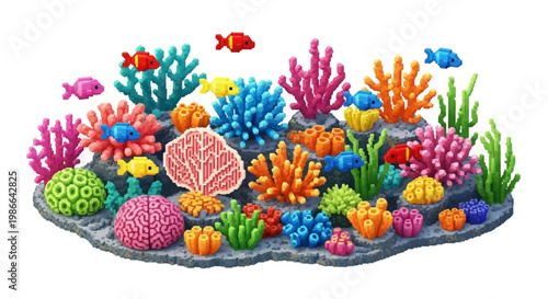 Vibrant Coral Reef Ecosystem with Colorful Fish.