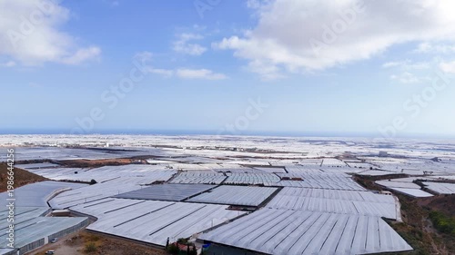 plastic sea agriculture field drone landscape farming greenhouse roof texture intensive industry equipment industrial terra forming earth control transformation - Andalusia, Spain - 2025
