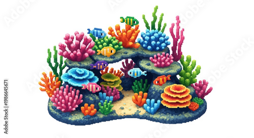 Vibrant Underwater Coral Reef Ecosystem with Small Fish.