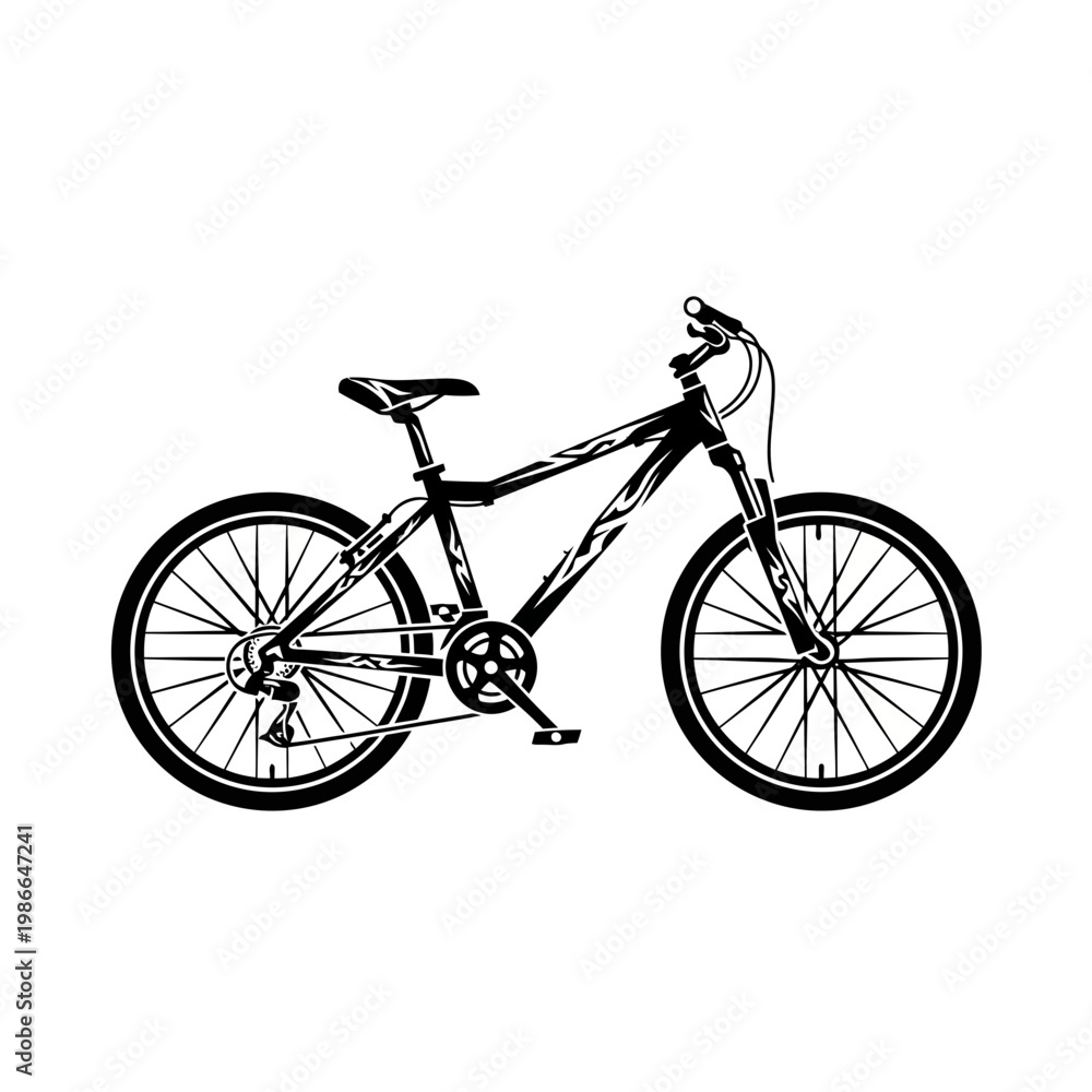 Fototapeta premium Mountain Bike Silhouette Vector Illustration