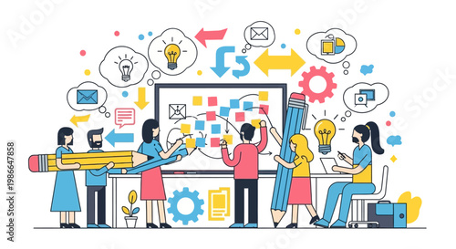 Team Collaborating on Project Strategy Board.