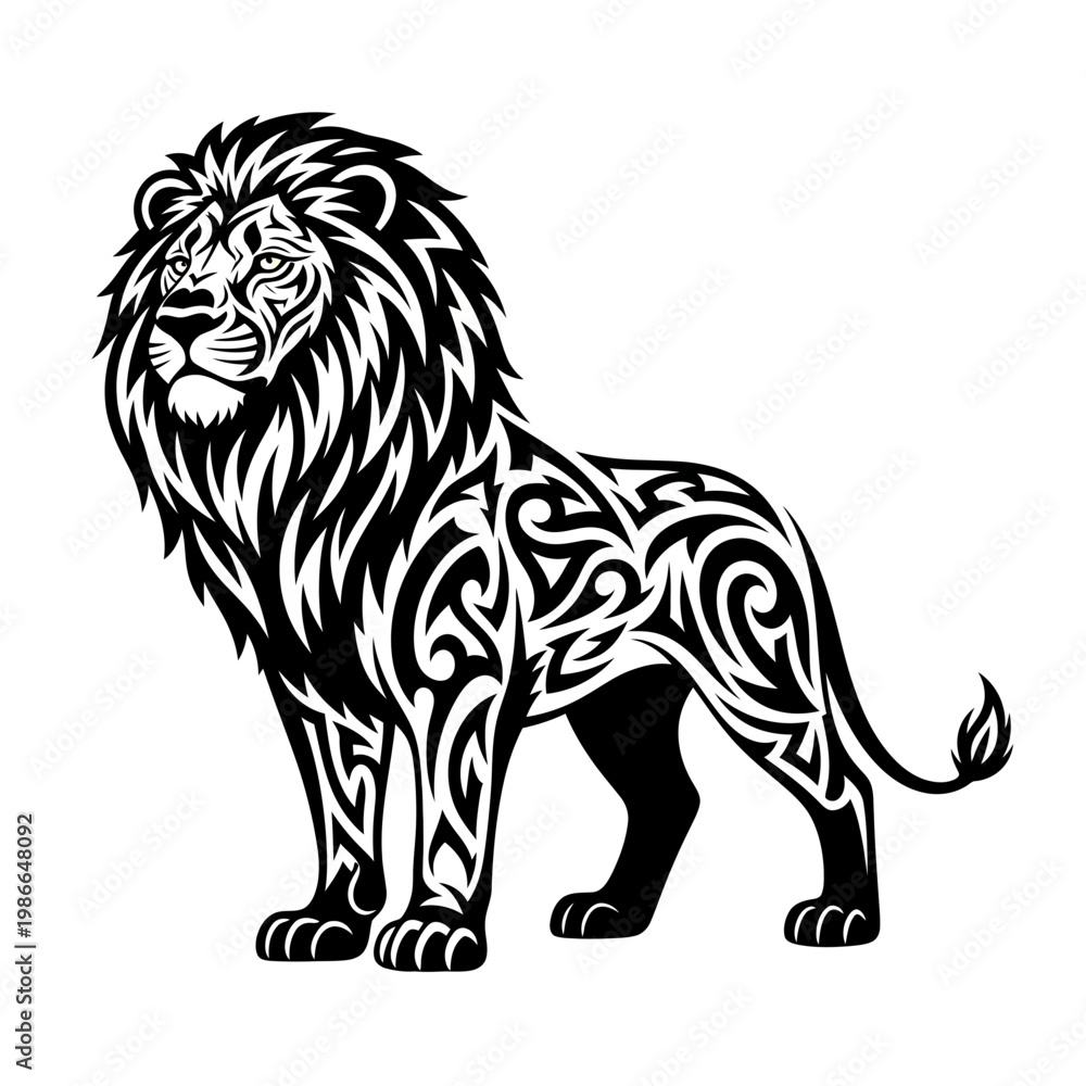 Obraz premium Tribal Lion Tattoo Design Vector Illustration