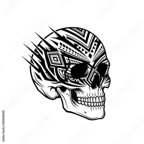 Tribal Skull Tattoo Design