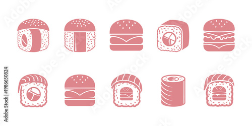 burger and bread logo design collection