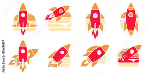 burger and rocket logo design collection