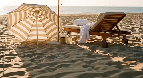 Beach, relaxation, vacation, summer, lounge chair, umbrella, sand