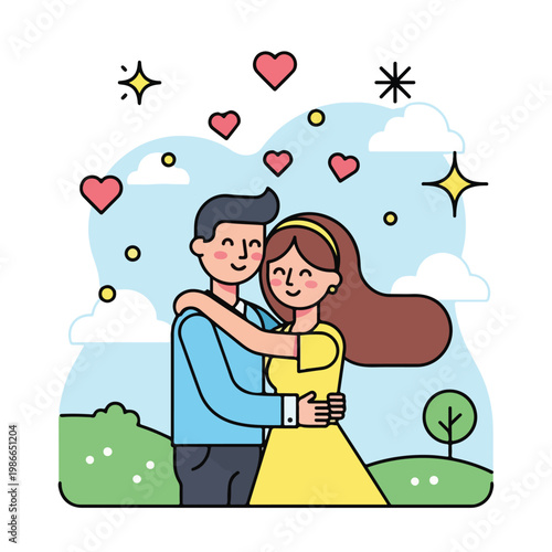 A cartoon couple embracing (1)