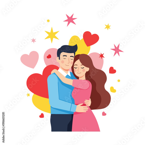 A cartoon couple embracing (2)