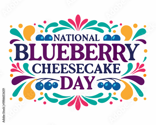 Delicious Blueberry Cheesecake Vector Illustration for National Blueberry Cheesecake Day