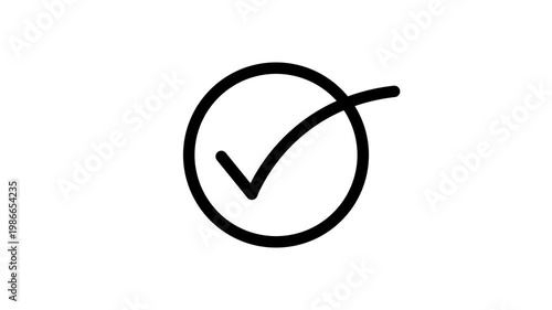 Simple black check mark icon within a circular shape on white