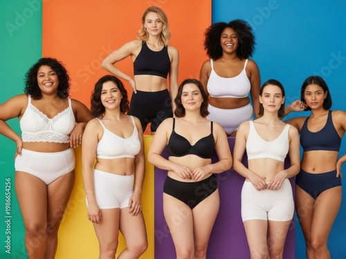 Diverse women in sports bras isolated on white background isolated on white background