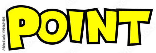 「POINT」大文字の英字パーツ素材。黒太フチと黄色文字のポップなロゴ。ポイント還元・告知広告用。