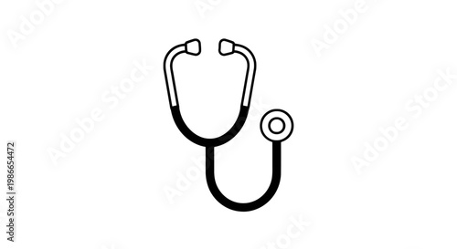 Medical stethoscope icon, doctor symbol, healthcare sign, black vector illustration