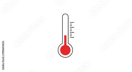 Temperature gauge icon, thermometer symbol, heat level indicator, red hot temperature sign