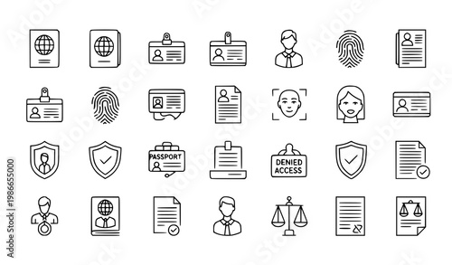 Fitness and exercise icons set - diverse activities and poses with line art stick figure exercise activity wellness training bodybuilding aerobics meditation strength stretching lifestyle