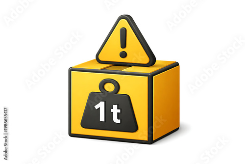 Warning symbol on a yellow caution box with a heavy weight icon