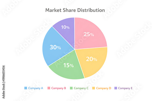 Pie chart illustrating market share distribution across five companies with clear percentage breakdowns for each segment