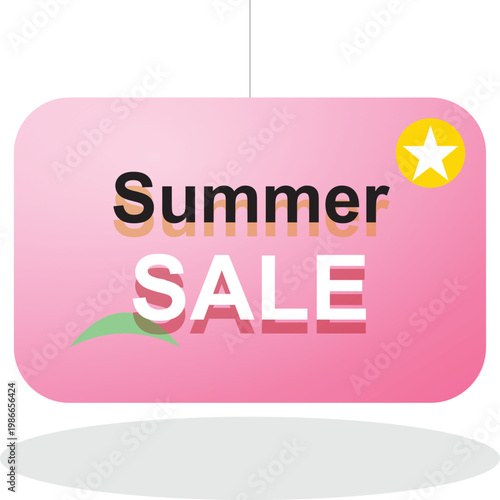A bright pink hanging tag proudly announces a 'Summer SALE' with a decorative star.