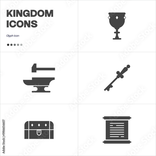 Medival, kingdom, knighthood icon vector set