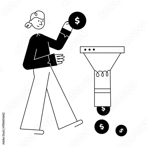 A drawing style illustration depicting conversion
