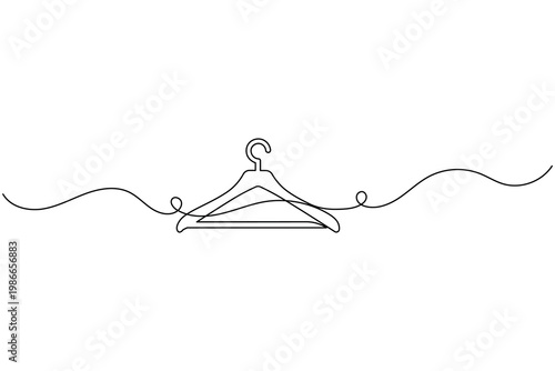 Clothes Hanger Continuous One Line Drawing Minimalist Clothing Rack Icon Outline Vector Illustration