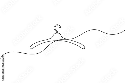 Coat Hanger Continuous One Line Drawing Minimalist Apparel Rack Icon Outline Vector Illustration