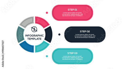 Next Level Infographics infographic with 3 steps, options, parts or processes. Template for web 
