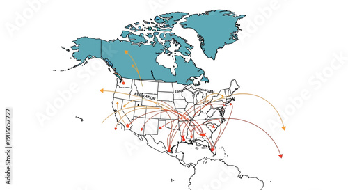 Illustrated vector map showing potential US military escalation routes, depicted with character icons and design elements against a white background, offering a visual representation
