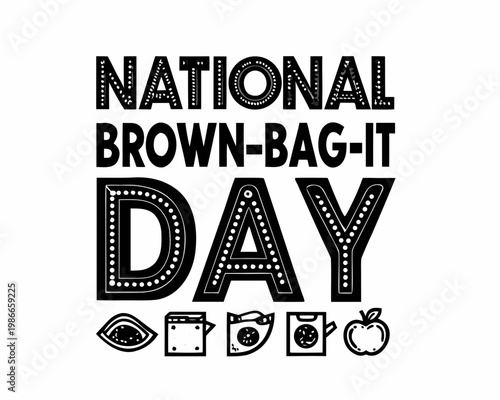 National Brown-Bag-It Day Vector Illustration, Eco Friendly Lunch Bag Food Concept Design