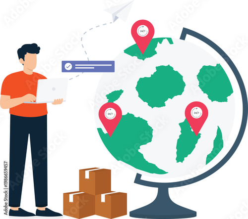 global logistics, worldwide shipping, delivery service, online tracking, e-commerce business, supply chain, international freight, package delivery