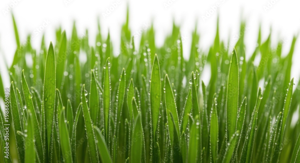 Naklejka premium Fresh Green Grass Blades Close Up