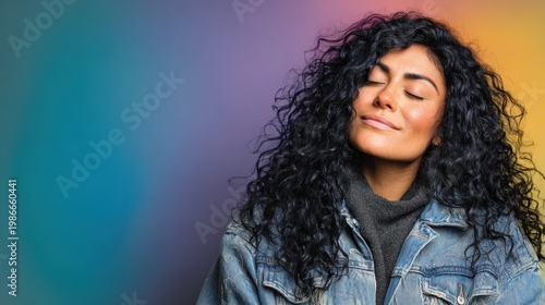 Young happy relaxed beautiful caucasian woman 20s with culry hair in casual clothes dancing have fun at party close eyes isolated on plain yellow background studio portrait People lifestyle concept